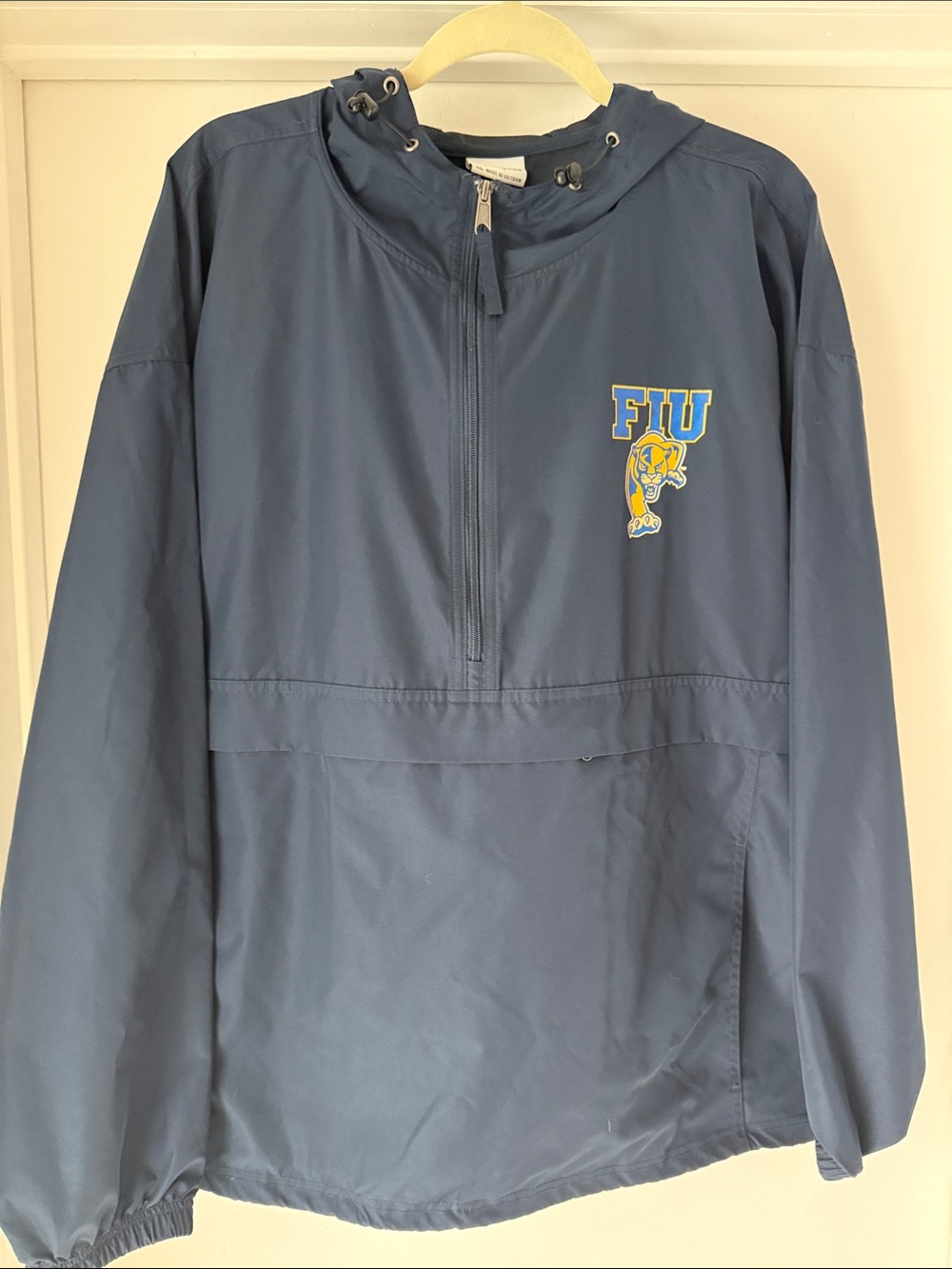 FIU Unisex Navy Windbreaker Jacket with Hoodie Size XXL. Never worn.